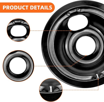 Electric Stove Burner Drip Pans WB31M19(8”) WB31M20(6”) Electric Stove Top Burner Replacement WB30M1(6") WB30M2(8") Compatible for G-E Hot-point Ken-more General Electric Stove Parts by MIFLUS