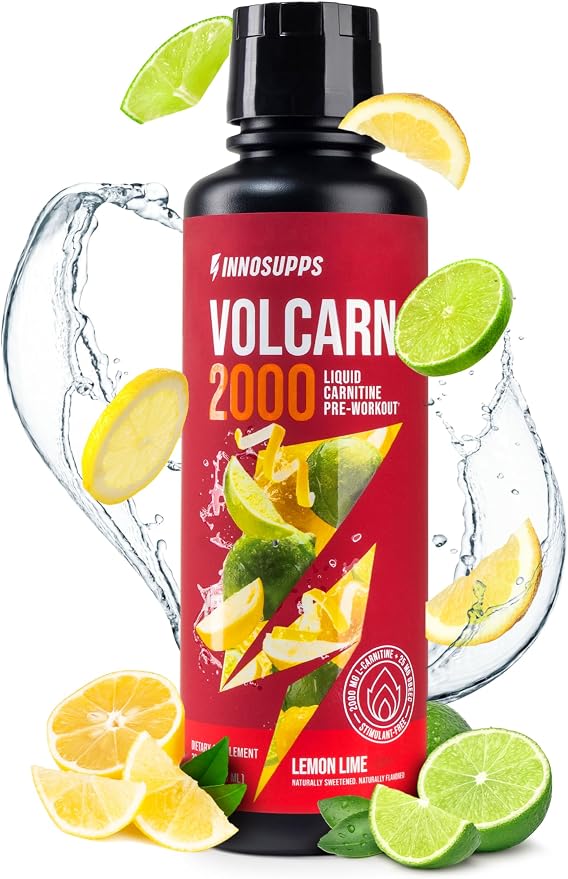 Volcarn 2000 L-Carnitine Liquid Energy, Lemon Lime, 32 Servings | Energy booster and ATP supplement with GBEEC; Enhances focus; Caffeine-free, no artificial sweeteners