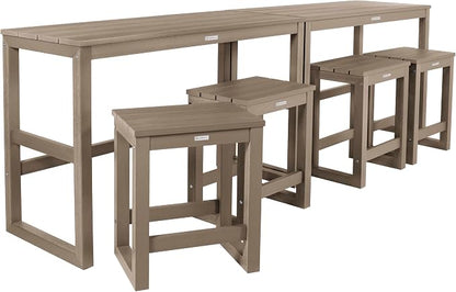 highwood Monroe 6-Piece Counter Height Modern Balcony Set, 2 Tables and 4 Stools, Woodland Brown
