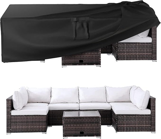 Ruimoy Patio Furniture Covers, Outdoor Furniture Cover Waterproof, General Purpose, Outside Table and Chair Covers, Heavy Duty 600D (124 Inch L x 70.8 Inch W x 29.1 Inch H)