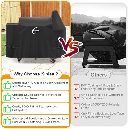 600D Pellet Grill Cover for Pit Boss Sportsman 1100 & 1600, and Mahogany 1000 Series, Waterproof BBQ Smoker Cover, UV Resistant, No Tear, No Fading