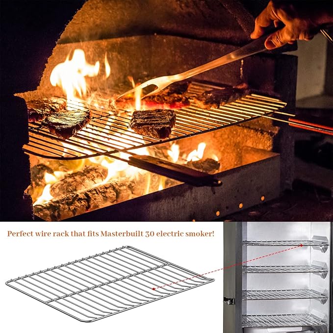 Cooking Grate Replacement for Masterbuilt Electric Smoker Racks 30 Inch, 14.6" x 12.2" 3 Pack Stainless Steel Grids Compatible with Masterbuilt Smoker Grates Parts