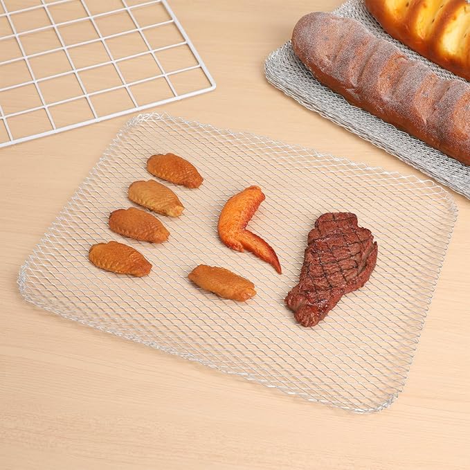 Kisangel 10pcs Disposable Grill Topper, Aluminum BBQ Grill Mesh Mats, Heavy Duty Non-stick Barbecue Pads for Outdoor Cooking Accessories