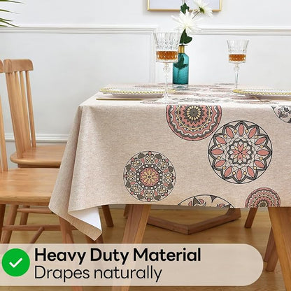Wipeable Waterproof Tablecloth Vinyl Tablecloths for Rectangle Tables Heavy Duty PVC Tablecloth for Kitchen Dining Table ((Flowers-2, 54'' x 108'')