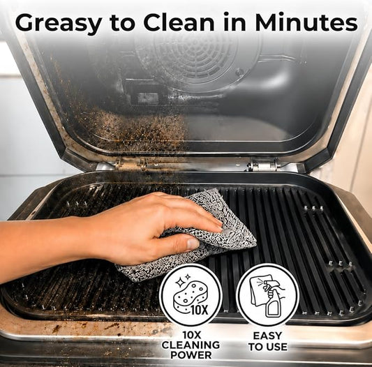 Kona Safe/Clean Air Fryer Cleaner and Degreaser Kit for Ninja Woodfire Grill, Smoker and Oven - 23oz Fume-Free No-Drip Gel Spray with 6 Stainless Steel Scrub Cloths