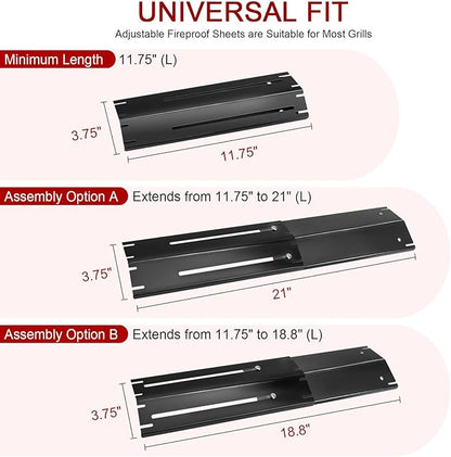 GasSaf Universal Adjustable Heat Plate Shield, Extends from 11.75" up to 21" L, Porcelain Steel Heat Tent Flame Guards Replacement Parts for Brinkmann, Charbroil, Nexgrill and Other Gas Grill (5-Pack)