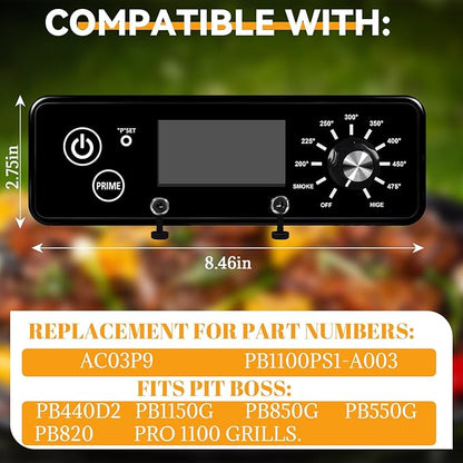 AC03P9 PB1100PS1 Control Board, Compatible with Pit Boss 1100PS1, PB820, Pro 1100, 550 Navigator, PB440D2, PB1150G, PB850G and PB550G Wood Pellet Grill/Smoker, Control Panel with LCD Display