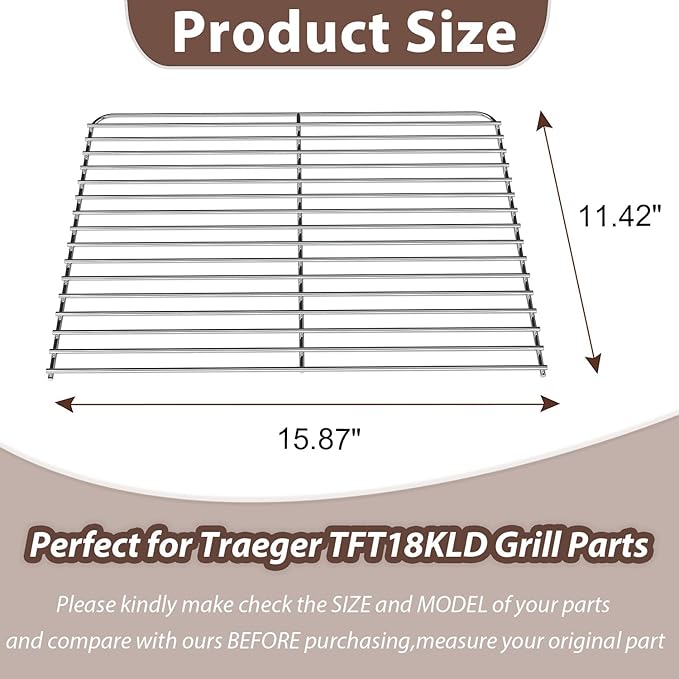 BAC475 Grill Grates Replacement for Traeger Ranger TFT18KLD Grill Replacement Parts, Stainless Steel Cooking Grate for TFT18KLH Traeger Wood Pellets Grill for Camp, Tailgating and Outdoor Cooking