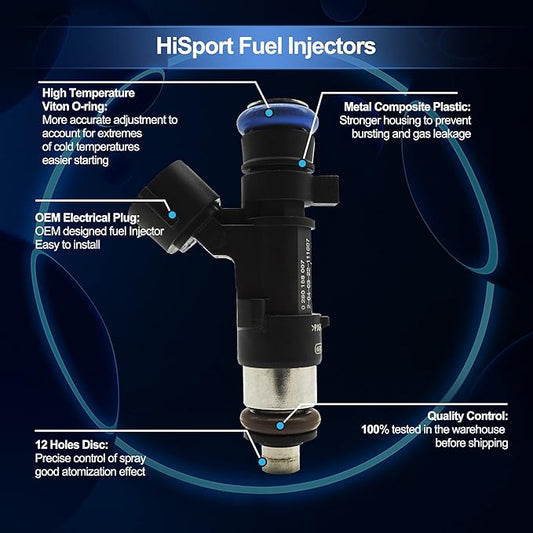 HiSport Fuel Injector 0280158007 INJ605 1PC Compatible with Nissan Infiniti Susuki 4.0L 5.6L 2004-2016
