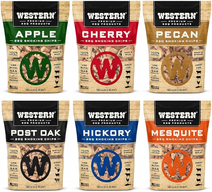 Western Wood Smoking Chip Variety Pack of 6, 180 cu in per Bag