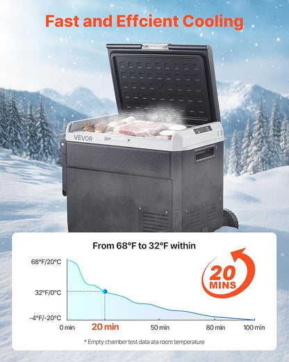 VEVOR 12 Volt Car Refrigerator, 63.4QT/60L Car Fridge, Portable Electric Cooler with Wheels and Handle, -4℉~68℉, 12/24V DC and 100-240V AC Compressor Freezer for Outdoor, Camping, Travel, RV