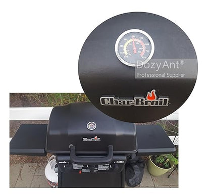 DOZYANT BBQ Charcoal Grill Smoker Temperature Gauge Pit Barbecue Thermometer Fahrenheit and Heat Indicator for Meat Cooking Port Lamb Beef, Stainless Steel Temp Gauge