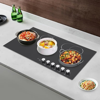 DYNAMI 5-Burner Electric Cooktop,Electric Ceramic Stove Top,Countertop/Built-in Stove w/5 Power Levels & Timer,Overheat Protection,Waterproof and Oil-resistant Microcrystalline Panel,No Plug