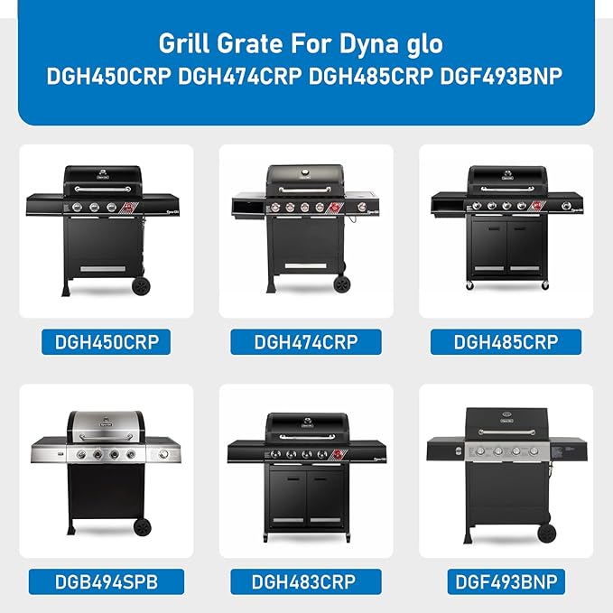 Uniflasy 70-01-911 70-02-614 Grill Grates for Dyna Glo DGH450CRP DGH450CRP-D DGF493BNP DGH474CRP DGH485CRP Grill Replacement Parts 4 Burner 3pcs Cast Iron Grate