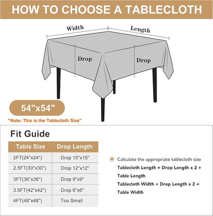 sancua Rectangle Tablecloth - 54 x 54 Inch - Stain and Wrinkle Resistant Washable Polyester Table Cloth, Decorative Fabric Table Cover for Dining Tables, Buffet Parties and Camping, Gold