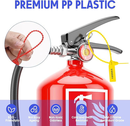 1000 Pcs Plastic Tamper Seals Fire Extinguisher Tags Security Tags Seals Safety Numbered Zip Ties Labels Safety Disposable Self Locking Signage 250 mm Length (Colorful)