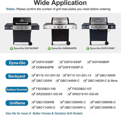 Criditpid Heat Plates Replacement Parts for Dyna-Glo DGF493BNP, DGB494SPB, DGF510SBP, Backyard BY15-101-001-02, BY13-101-001-13, 15" Stainless Steel Grill Parts DGF493BNP
