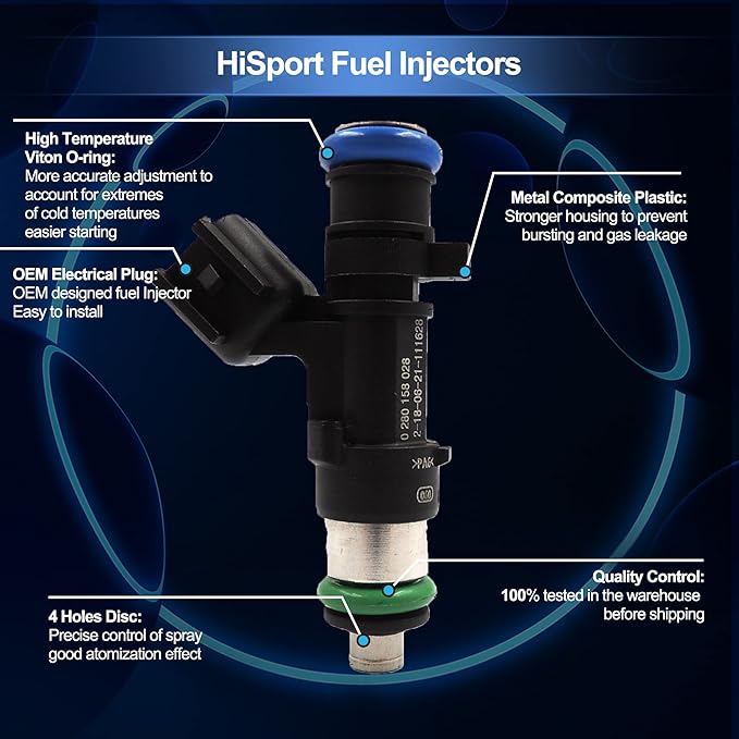 HiSport Fuel Injector 1PC 0280158028 04591986AA Compatible with Chrysler 05-10 300 V6 2.7L 3.5L