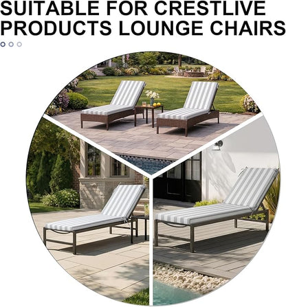 Crestlive Products Waterproof Outdoor Chaise Lounge Cushions Set of 2, Fade Resistant Patio Furniture Lounge Chair Cushion, 80" L x 23" W