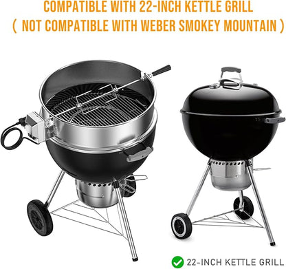Skyflame Charkettle Stainless Steel Rotisserie Ring Kit | 21 1/2–22 1/2 inch Outer Diameter, Charcoal Kettle Grills, Compatible with Weber 2290, Other Models