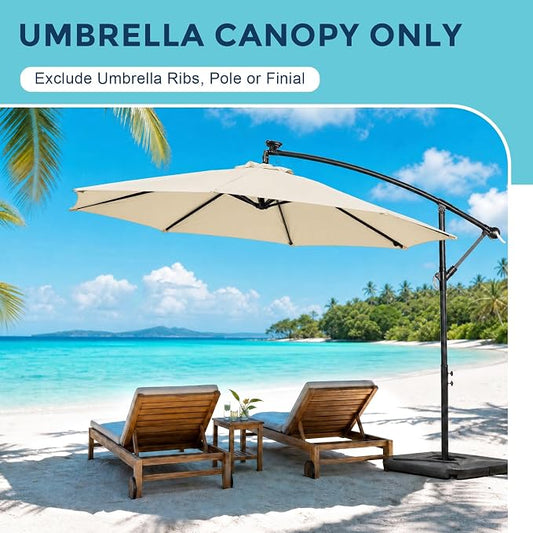 COWVIE Umbrella Canopy Replacement for 8 Ribs Patio Umbrella, Outdoor Table Parasol Replacement for Yard, Canopy Only