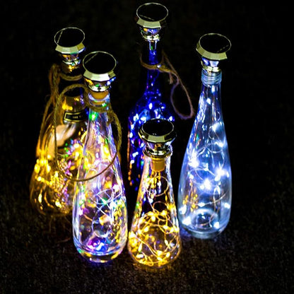 Solar Diamond Wine Bottle Lights 10 Pack 20LED Outdoor Waterproof Multicolor Fairy Light String (3 Colors), Suitable for Most Wine Bottle Mouths, for Garden, Terrace, Party Decoration