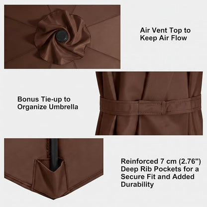 11FT Cantilever Patio Umbrella Replacement Canopy, 8 Ribs 64"-66", Upgraded 600D 220GSM Heavy-Duty Fabric, Waterproof & UV Resistant (Canopy Only)