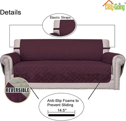 Easy-Going Reversible Couch Cover, 2 Cushion Sofa, Wine/Beige | Oversized Loveseat, Machine Washable Slipcover For Dogs, Water Resistant Mat, Living Room, Non-Slip Sofa Cover, Pet Friendly