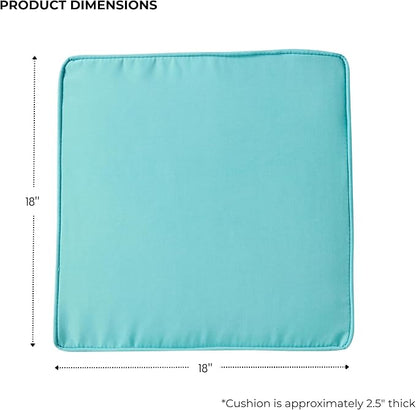 Outdoor 18 inch Square Patio Dining Chair Pads – Comfortable Fiber-Filled Seat Cushions with Ties, Reversible Polyester Fabric - Teal, Set of 4