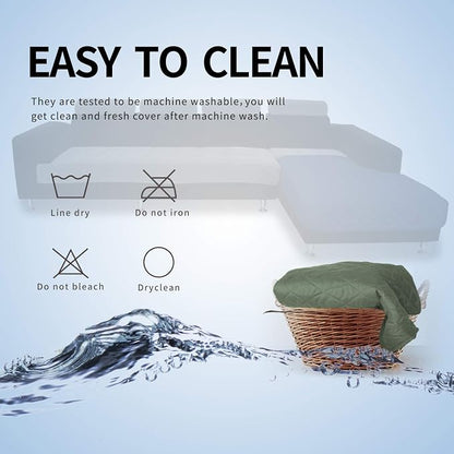 Easy-Going Sectional Couch Covers for Dogs L Shape Sofa Cover Reversible Sofa Slipcover Chaise Lounge Cover Furniture Protector Cover for Pets Dog Cat (42 x 68 inches, Greyish Green/Greyish Green) | Greyish Green, Soft Sofa Slipcover For Dogs, Fits Lef...