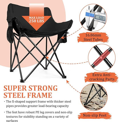 Joyfair Portable Charcoal Grill with Camping Beach Chair for Adult, Small Tabletop Barbecue Grill for Outdoor Camping Backyard Party BBQ Cooking, Extra Thick Steel & Heavy Duty