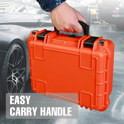 Jack Boss 14x 11.5x 6.5 Inch Hard Case, Portable Weather Waterproof Protective Camera Case with Customizable Foam, Fit Use of Drones, Camera, Equipments, Orange