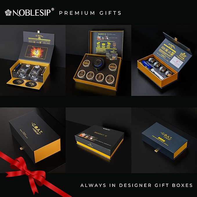 NOBLESIP® New Whiskey Smoker 𝗣𝗥𝗘𝗠𝗜𝗨𝗠 Electric Kit. Innovative Automatic Smoking, no Torch Needed. Easily Make Aromatic Smoked Cocktails, Bourbon, Old Fashioned. Smoky E