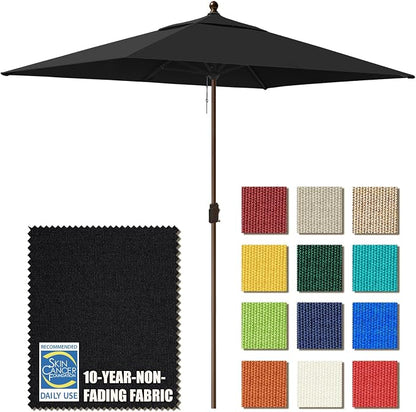 EliteShade USA 10-Year-Non-Fading 6.5x10Ft Rectangular Market Patio Umbrella, UPF 50+ UV Protection Performance Sun Umbrella, Heavy Duty Commercial Grade Outdoor Table Umbrella with Crank, Windproof Vented Top for Garden, Pool, Deck and Outdoor Playset...