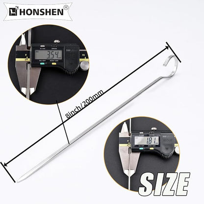 8 inch Flat Stainless Skewers, HONSHEN Mini Short Barbecue Needle Barbecue Skewers,Baking Rods,Air Fryer,Corn on The Grill.24 Pack (8 INCH Flat BBQ 24P)