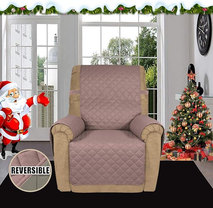 Easy-Going Reversible Couch Cover, Recliner 19 in, Pink/Beige | Machine Washable Slipcover For Dogs, Water Resistant Furniture Mat For Living Room, Non-Slip Sofa Cover, Pet Friendly