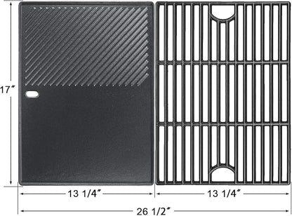 Hisencn Cooking Grate and Griddle Replacement Parts for Nexgrill 720-0830H, 720-0783E, 720-0888N, 720-0888, 720-0697, Fit for Charbroil 463241113, 463449914, Kenmore 720-0670A, 41516106210, 2 Pack