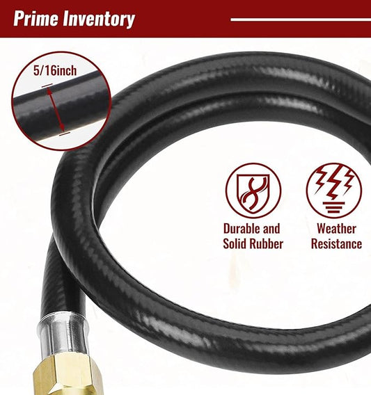 CALPOSE 2 Feet Propane Hose with Regulator & Gauge, Universal Gas Grill Regulator for Blackstone 28''/36'' Griddle, Weber Grill, Propane fire Pit and More, 3/8" Female Flare for Most LP Gas Grills