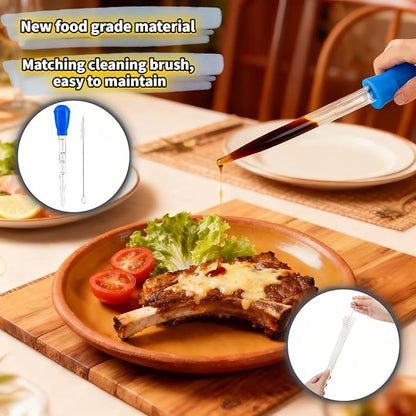 Professional Kitchen Marinade Injector, 30ml Food-Grade Heat-Resistant Meat Syringe with Cleaning Brush, Clear Scale Markings, Non-Slip Grip for Juicy Turkey, Poultry, Beef (Blue(Large))