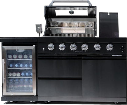 104" Modular Outdoor Kitchen Island With Grill And Side Burner, 4-burner 72,000 Btu Propane Bbq Island, Refrigerator, Separate Sink & Prep Station, For NG-Silver 72000BTU/65 Inch