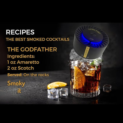 NOBLESIP® New Whiskey Smoker 𝗣𝗥𝗘𝗠𝗜𝗨𝗠 Electric Kit. Innovative Automatic Smoking, no Torch Needed. Easily Make Aromatic Smoked Cocktails, Bourbon, Old Fashioned. Smoky E