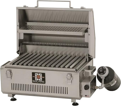 Solaire SOL-IR17BWR Portable Infrared Propane Gas Grill with Warming Rack, Stainless Steel, with Carrying Bag
