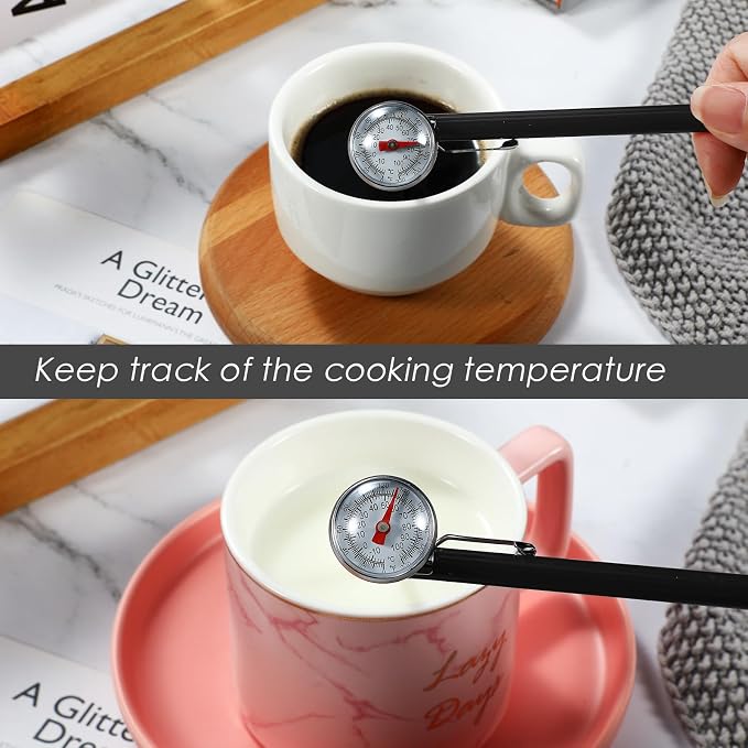 Xuhal 24 Pcs Stainless Steel Kitchen Dial Thermometer 5",Black | Long Probe Instant Read, 1 Inch Dial Fahrenheit Celsius Scale, Pocket Clip Design, For Chefs Meat BBQ Grill Oven Cooking