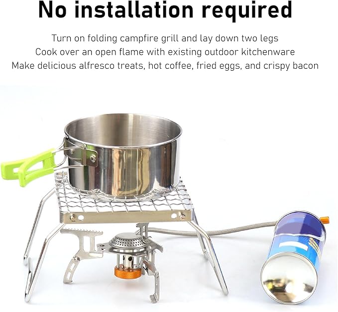 Topyond Camping Grill, Korean BBQ Grill,Portable Camp Grill Grate with Foldable Legs - 304 Stainless Steel, Ultralight Campfire Stand for Hiking, Picnic, and Outdoor Cooking