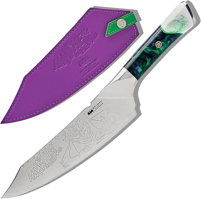 Dalstrong Joker Edition 8" Chef Knife (DC Official License) — 5-Layer 9CR18MOV Stainless, 8–12° Edge, Unique Joker-Art Resin Handle — For Collectors, Gift-Giving & Real Kitchen Use