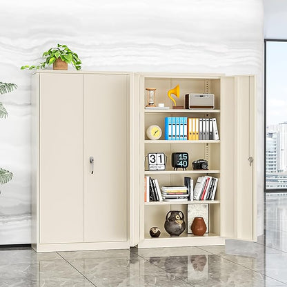 INTERGREAT Metal Storage Cabinet, 72” H Storage Cabinet with 2 Doors and 4 Adjustable Shelves for Office, Home, Garage, Pantry (Assembly Required, Grey)