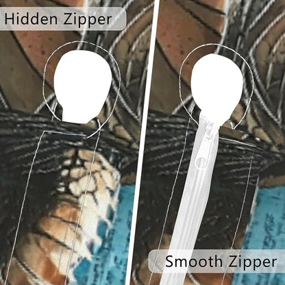 Round Outdoor Tablecloth with Umbrella Hole - Waterproof Patio Table Cover with Zipper Elastic Table Cloth Fits 36"-44" Tables for Party Cafe Garden Decor(Sea Turtle)