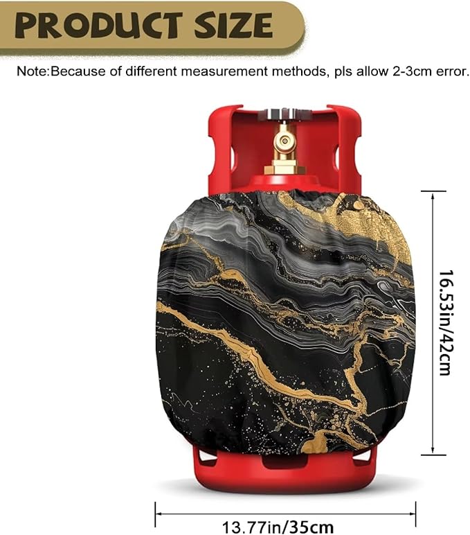 Rv Propane Tank Cover Black Gold Gas Tank Covers Protective Covers for Grill, Travel Trailer RV and Outdoor Use Windproof Weatherproof Gas Carrier