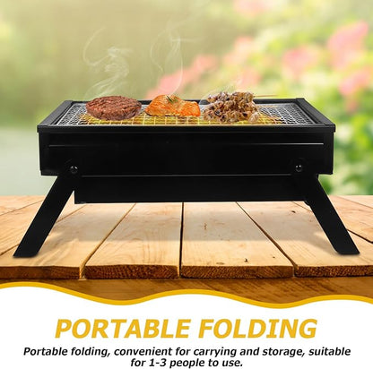 Kisangel Portable Charcoal Grill Folding Mini Bbq Grill for Outdoor Camping and Travel with Pull-out Charcoal Box for 1-3 People