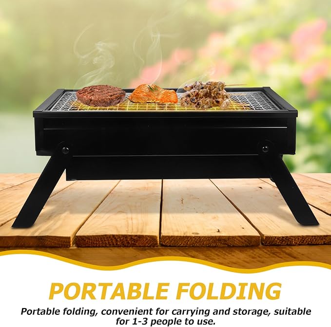 Gatuida Portable Charcoal Grill Small Bbq Grill Folding Stainless Steel for Camping and Travel Medium Size Upgraded Pull-out Charcoal Tray Suitable for 1-3 People